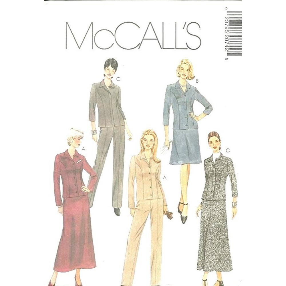 McCall's Sewing Pattern 2874 Classic Jacket Pants Long Short A-Line Skirt 16-20